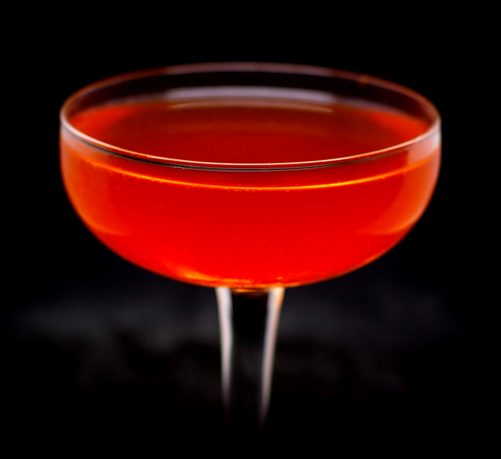 The cocktail itself in a chilled coupe