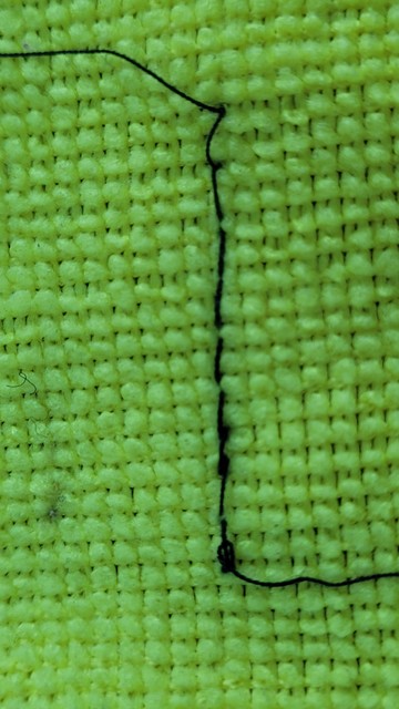 Piece of microfiber with what looks like a stitch in it