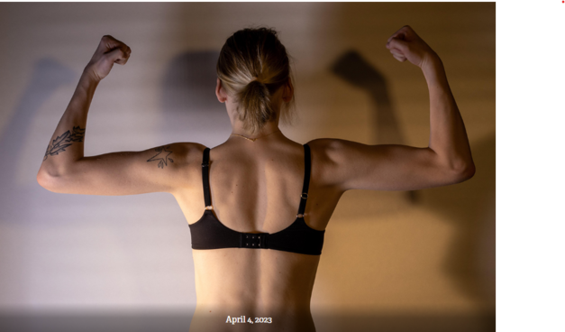 The same person after she started taking female hormones. Her muscles are less defined and softer.