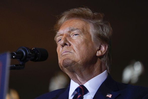 Donald Trump at a rally in New Hampshire, January 22, 2024 (Matt Rourke/AP)
