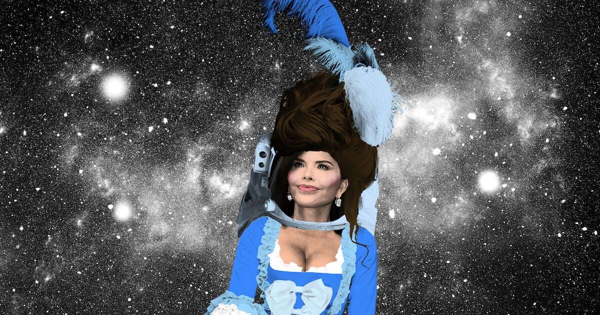 Lauren Sanchez dressed as a Marie Antoinette astronaut