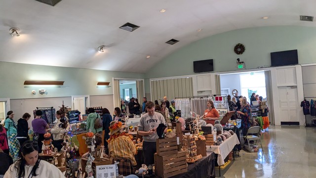 View of the main vendor room at the Monster of a Show craft fair. 