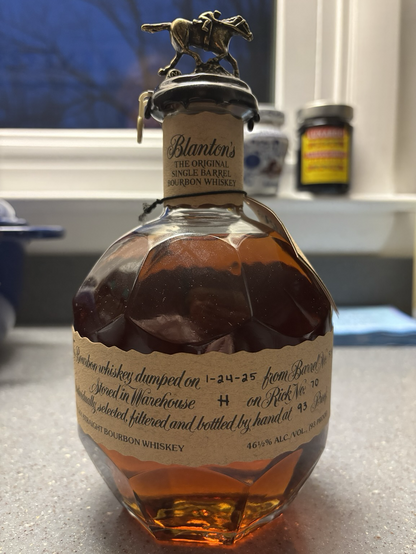 A neighbor who knows I’m a Blanton’s fan found a bottle for me. And surprised me with it. 